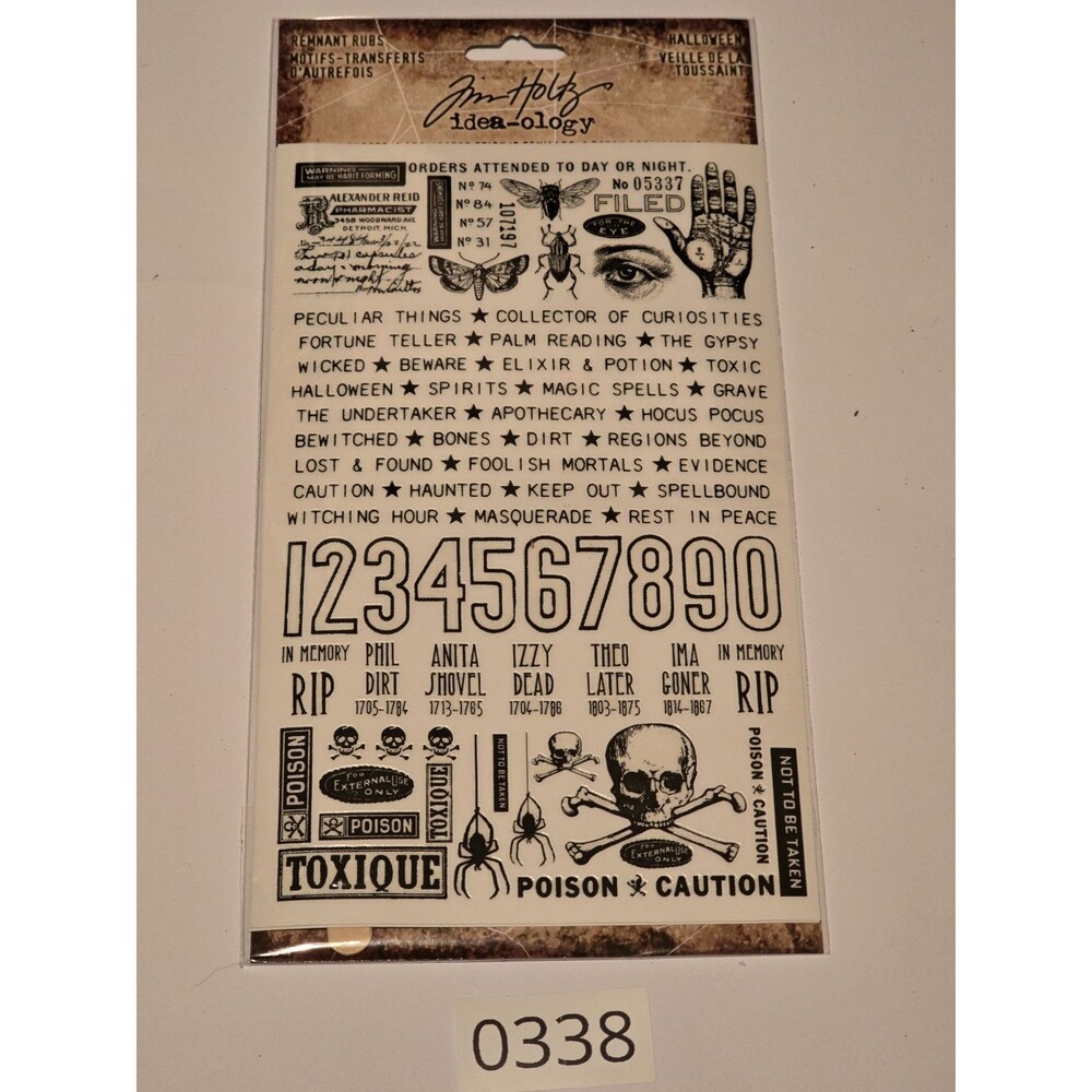 Tim Holtz Idea-ology Halloween Remnant Rubs Rub-On Transfers TH93972